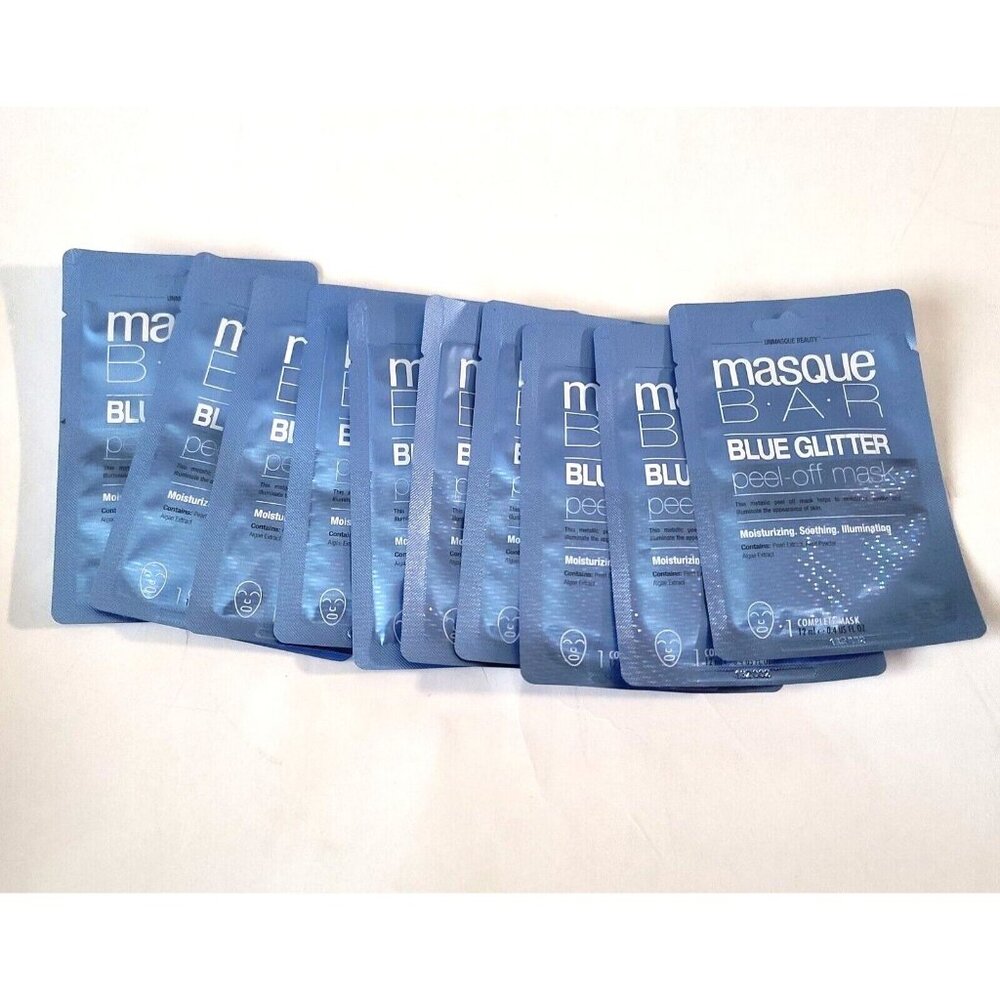 Masque Bar Blue Glitter Peel Off Face Mask Korean Moisturize Soothe Lot of 10